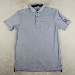 Greyson Polo Shirt Men's Medium Blue Wolf Logo‎ Golf Performance Collar Active